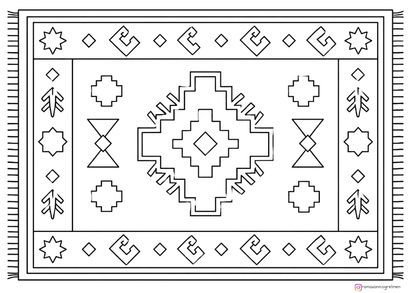 1. Sınıf Hayat Bilgisi Sanat Bize İyi Gelir 4 Farklı Halı Motif Boyama Görsellerri