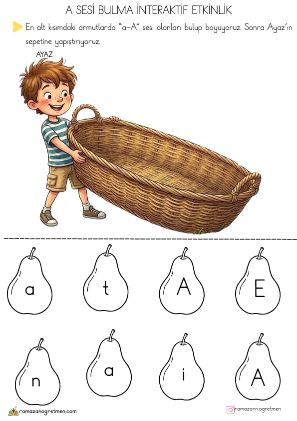 1. Sınıf İlk Okuma Yazma A Sesi Bulma İnteraktif Kes Yapıştır Etkinliği Tek Sayfa (PDF) - Sayfa 1 A4 Baskıya Hazır PDF 1. Sınıf İlk Okuma Yazma A Sesi Bulma İnteraktif Kes Yapıştır Etkinliği Tek Sayfa (PDF) - MEB 2026-2027 Müfredatına Uygun İlkokul PDF Çalışma Kağıdı ve Etkinliği