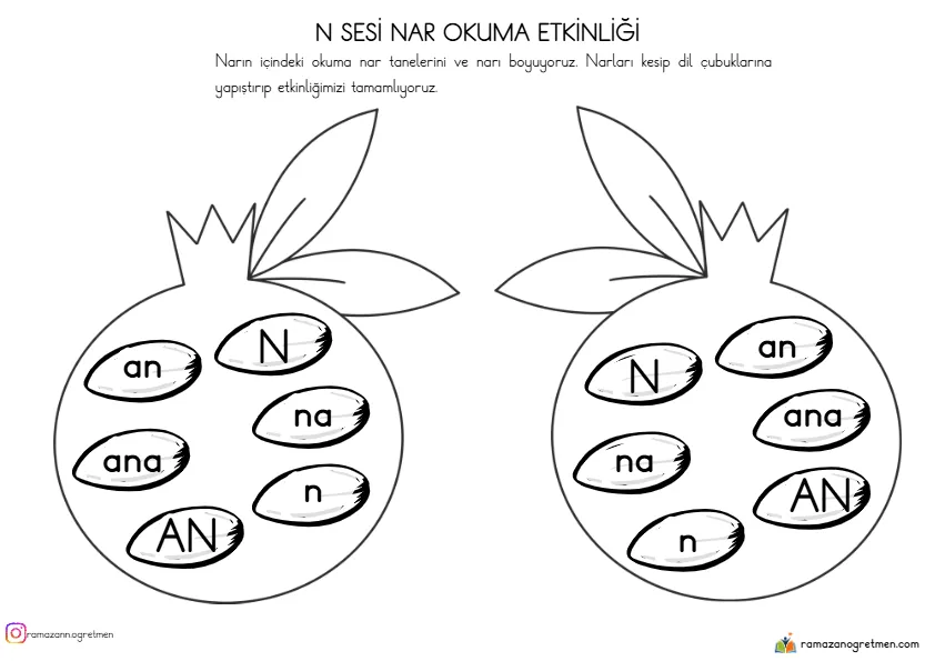 1. Sınıf İlk Okuma Yazma N Sesi Nar Okuma Etkinliği (Boyanabilir Ve Renkli, 2 Sayfa) (PDF) - Sayfa 1 A4 Baskıya Hazır PDF 1. Sınıf İlk Okuma Yazma N Sesi Nar Okuma Etkinliği (Boyanabilir Ve Renkli, 2 Sayfa) (PDF) - MEB 2026-2027 Müfredatına Uygun İlkokul PDF Çalışma Kağıdı ve Etkinliği