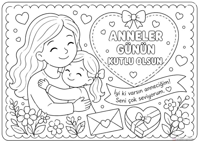 Anneler Günü 3 Farklı Boyama Görselleri