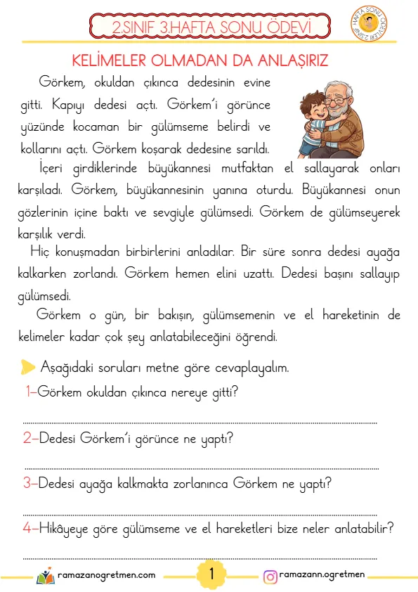 2. Sınıf 3. Hafta Sonu Ödevi (PDF) - Sayfa 1 A4 Baskıya Hazır PDF 2. Sınıf 3. Hafta Sonu Ödevi (PDF) - MEB 2026-2027 Müfredatına Uygun İlkokul PDF Çalışma Kağıdı ve Etkinliği